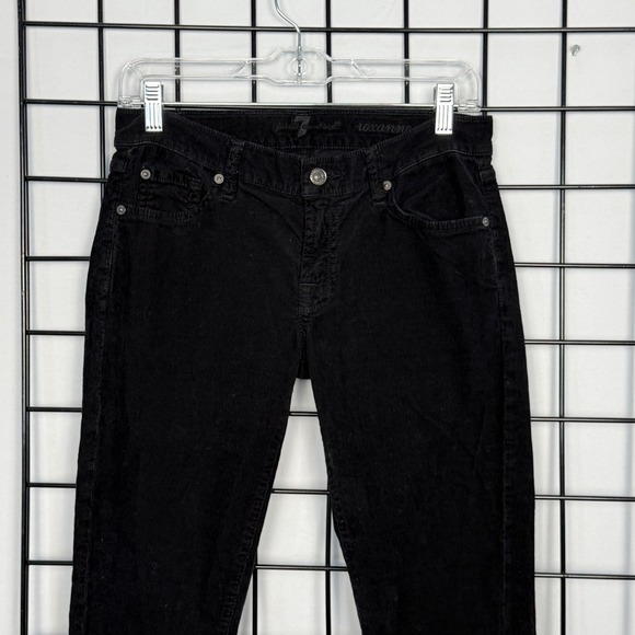 7 For All Mankind Roxanne Jeans Womens 27 Black Corduroy Stretch Skinny USA 33" - Picture 2 of 11
